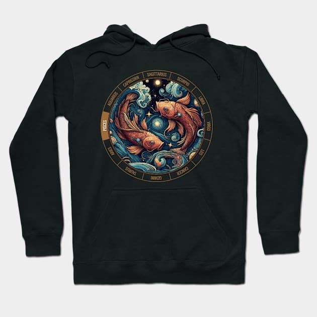 ZODIAC Pisces - Astrological PISCES - PISCES - ZODIAC sign - Van Gogh style - 4 Hoodie by ArtProjectShop